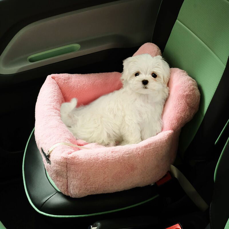 Asiento de coche acolchado de felpa para perros y gatos, foto 4 de 6