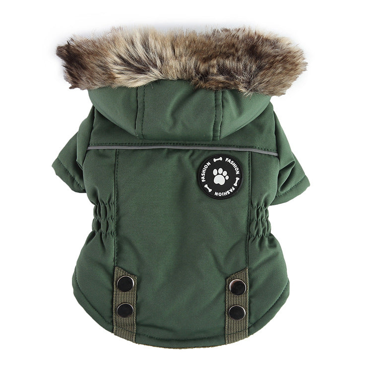 Chaqueta acolchada de invierno para perros en color verde