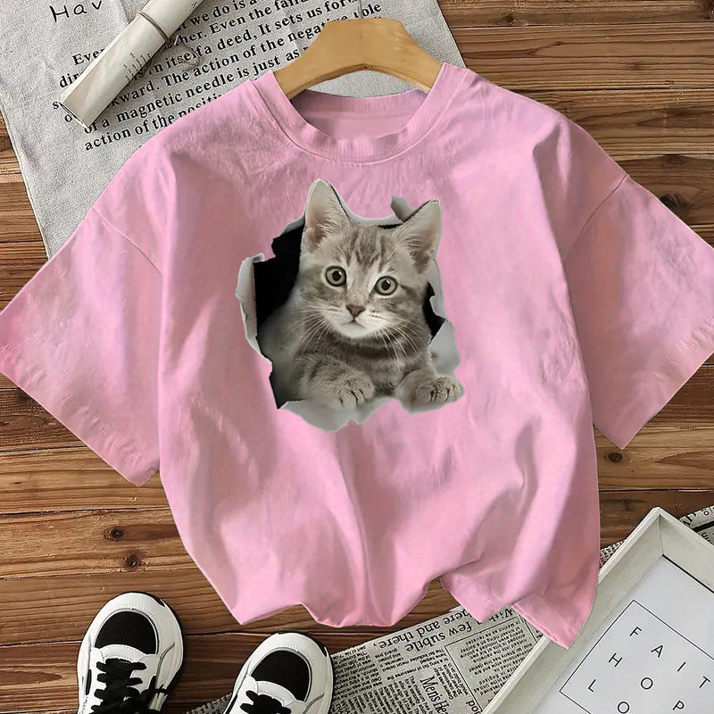 Camiseta de mujer con estampado de gatos