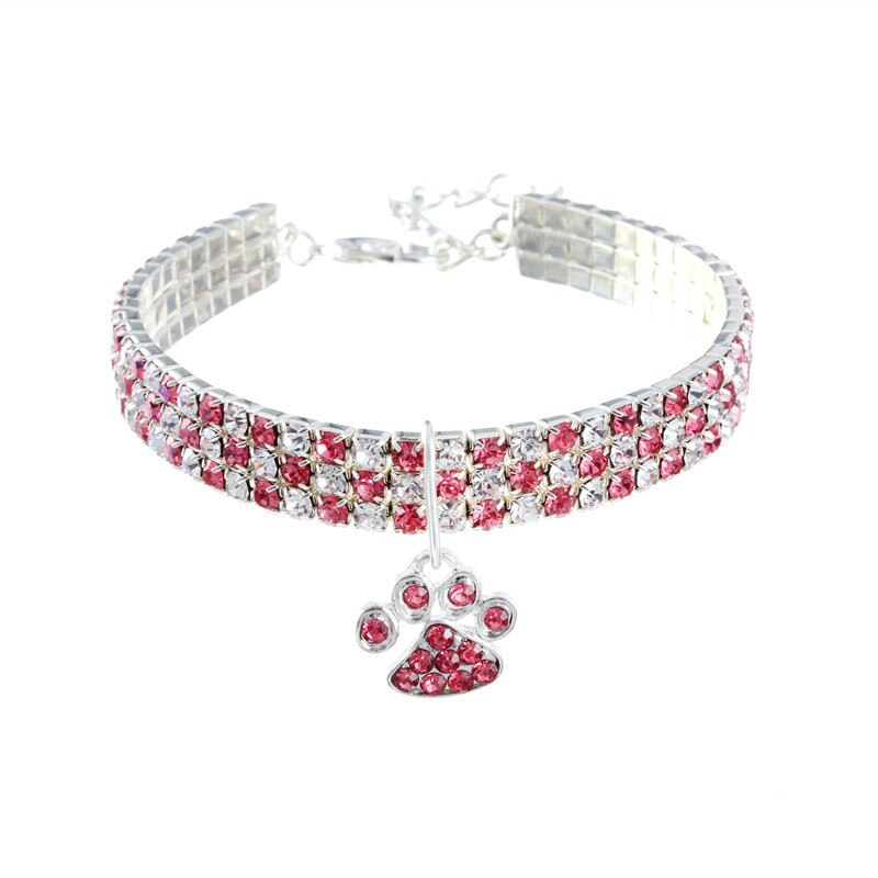 Collar ajustable con pedrería para perros y gatos