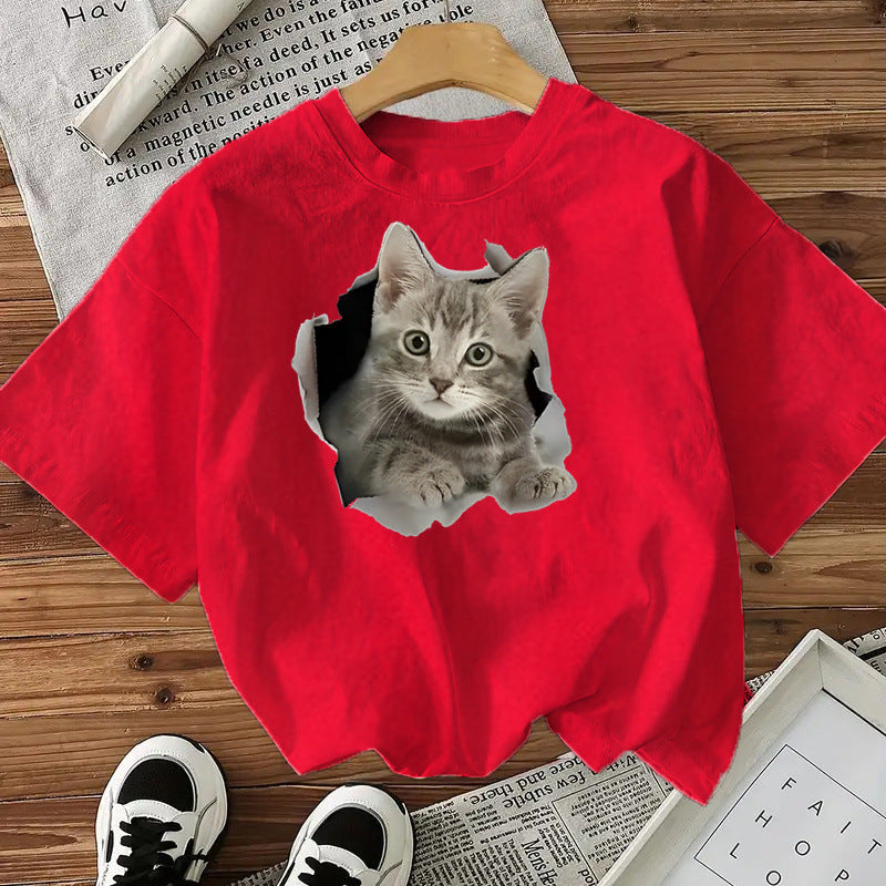 Camiseta de mujer con estampado de gatos