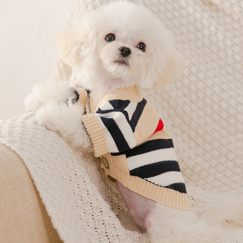 Jersey de punto a rayas para perros pequeños y medianos
