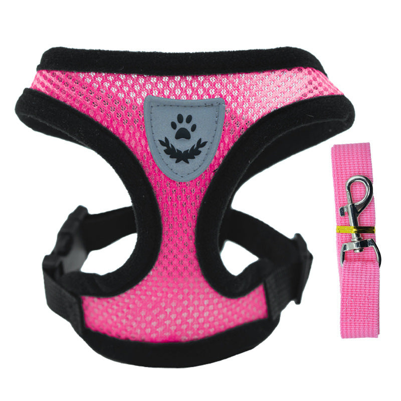 Arnés ajustable con collar y correa para perros pequeños y gatos en color rosa palo
