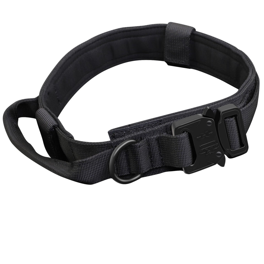 Collar y correa táctica para perros en color negro