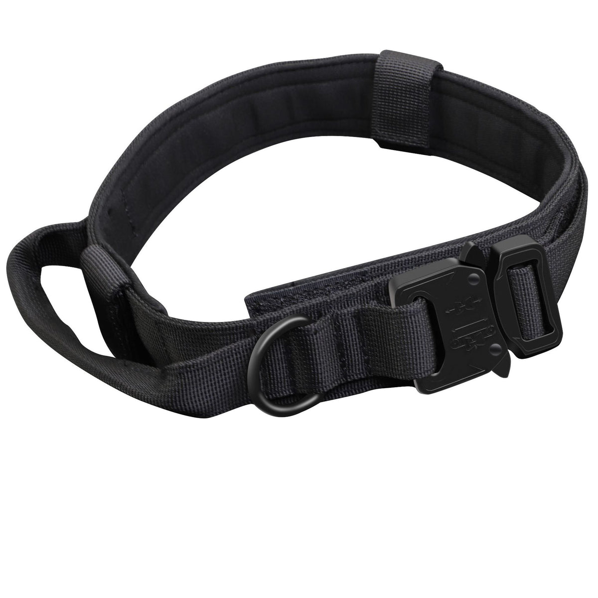 Collar y correa táctica para perros en color negro