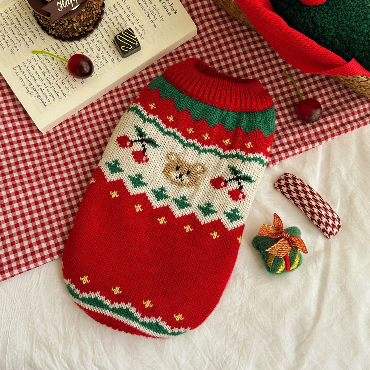 Jersey navideño de punto para perros pequeños y gatos