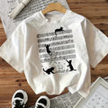 Camiseta de algodón con gatos para mujer