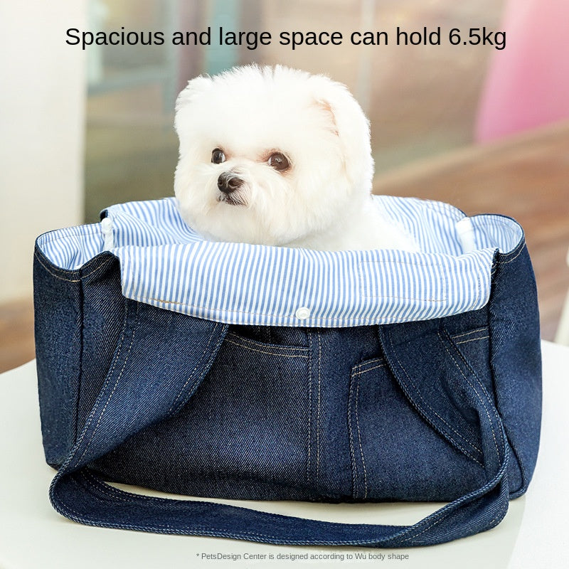 Mochila bandolera vaquera para perros y gatos