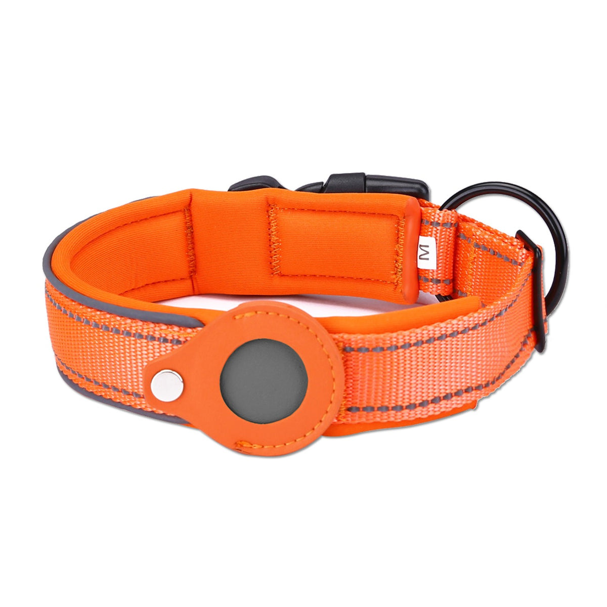 Collar ajustable para perro y gato compatible con AirTag en color naranja