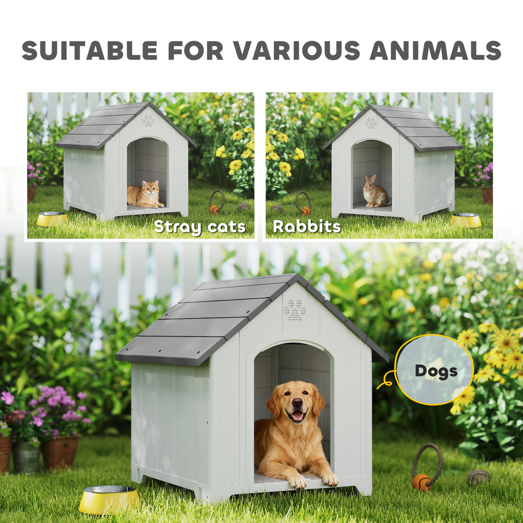 Caseta de plástico gris para perros grandes hasta 30 kg, 88x79x89 cm