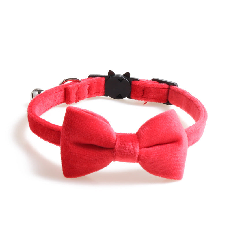 Collar de terciopelo con lazo para perros y gatos