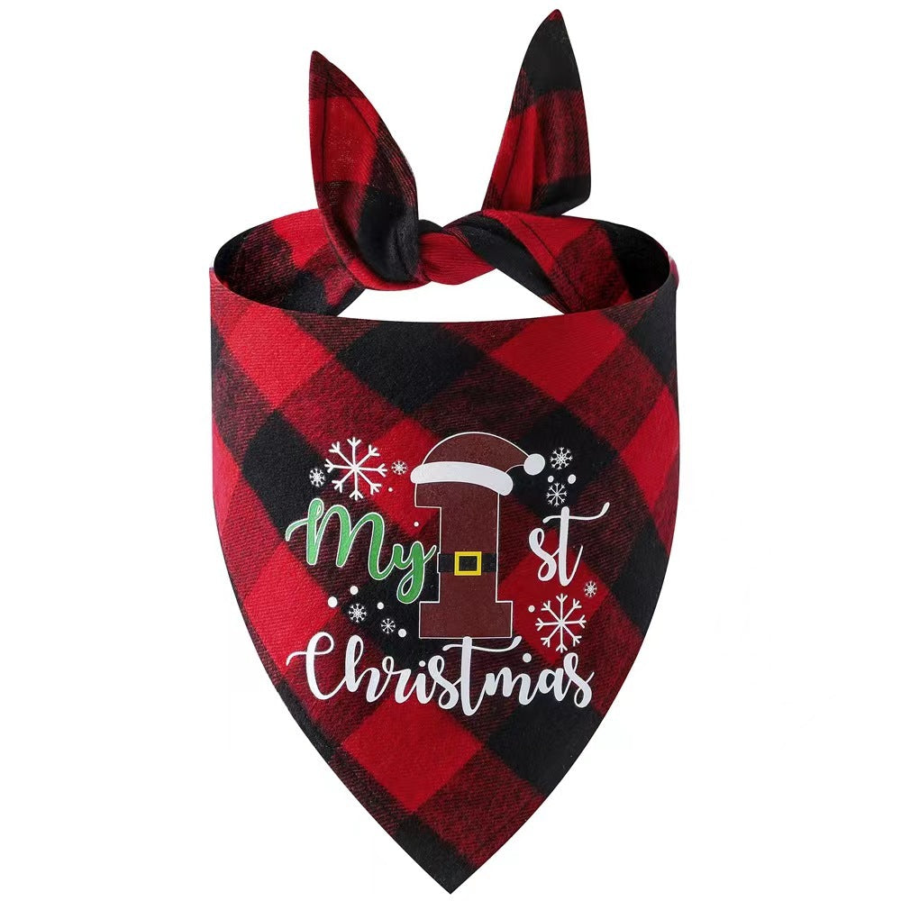 Pañuelo triangular navideño para perros y gatos – Gorro navideño rojo y negro
