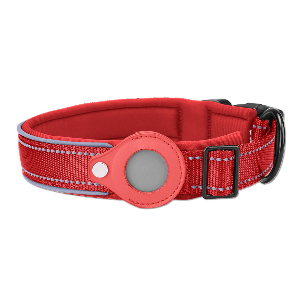 Collar ajustable para perro y gato compatible con AirTag en color rojo