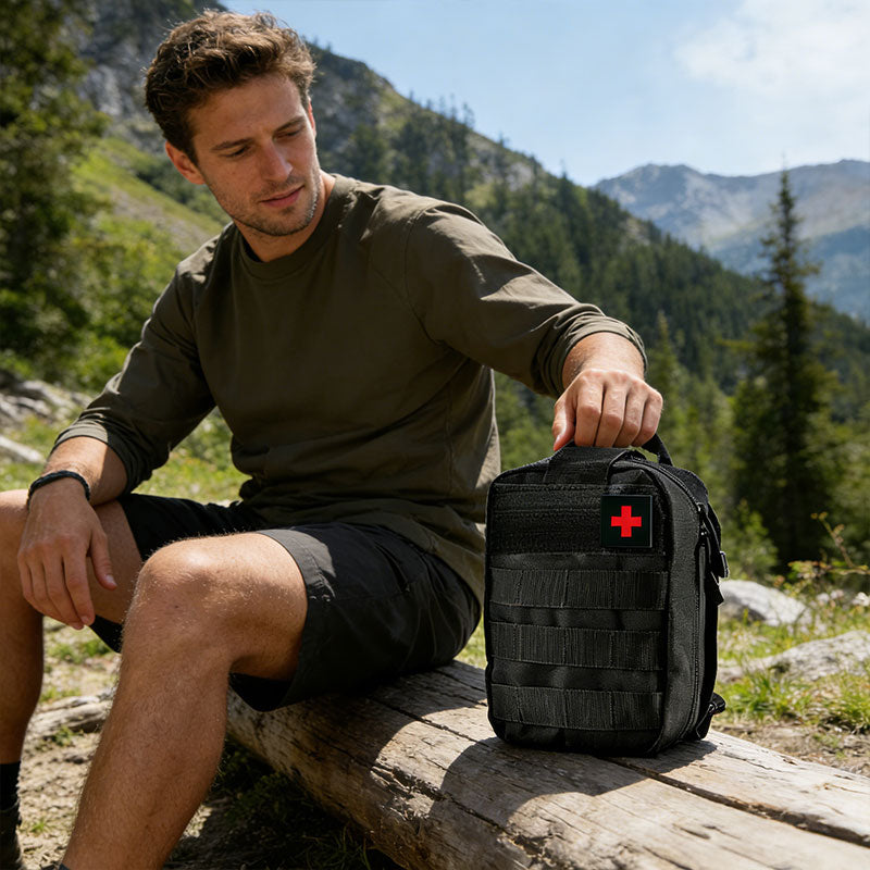 Kit de supervivencia y botiquín de montaña con bolsa táctica – más de 60 piezas
