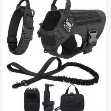 Set de excursión para perros: chaleco táctico con botiquín, portabotellas y bolsas (4 o 6 piezas)