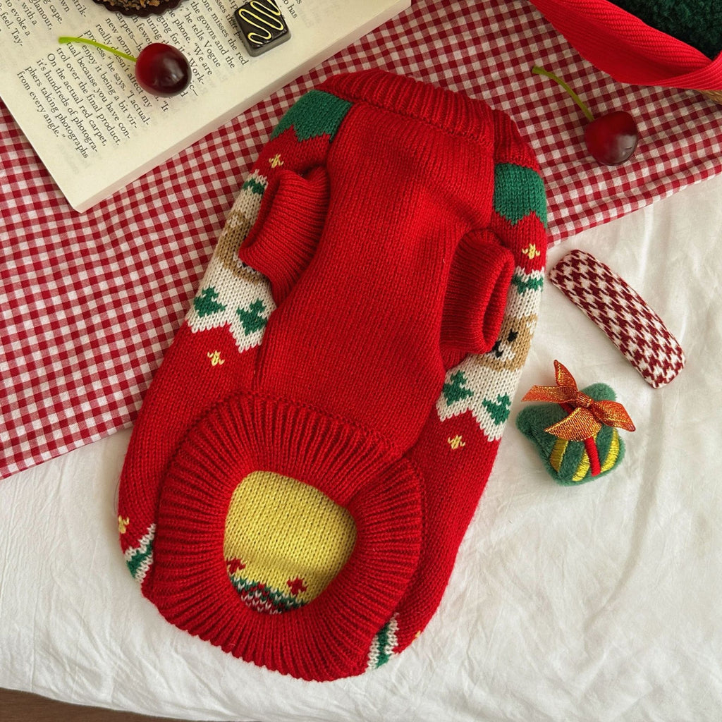 Jersey navideño de punto para perros pequeños y gatos