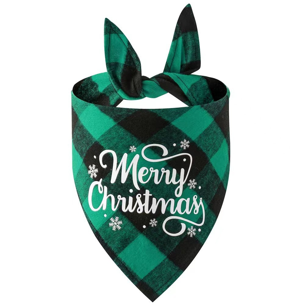 Pañuelo triangular navideño para perros y gatos – Letras, cuadros azul B