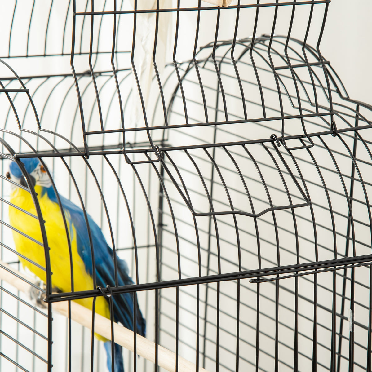 Jaula para aves con ruedas y techo abatible