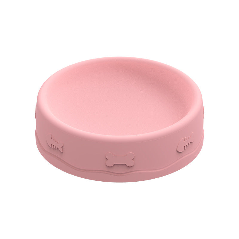 Cuenco 2 en 1 de silicona para comida y agua en color rosa