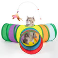 Túnel de 3 salidas para gatos con mirilla y pelota