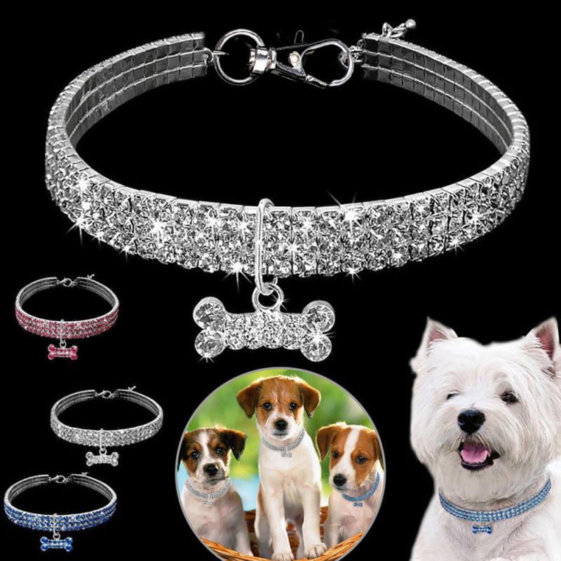 Collar de strass brillante para perros pequeños y gatos