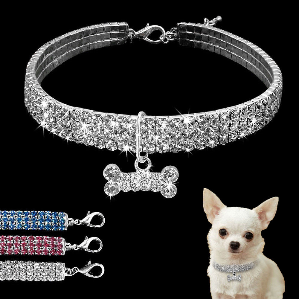 Collar de strass brillante para perros pequeños y gatos
