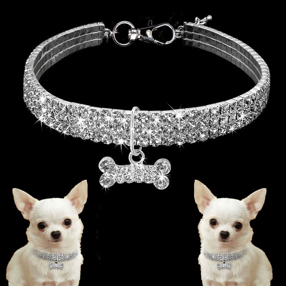 Collar de strass brillante para perros pequeños y gatos