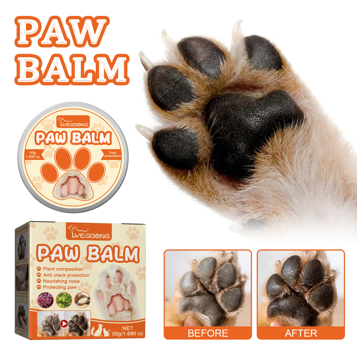 Bálsamo hidratante para patas de perros y gatos