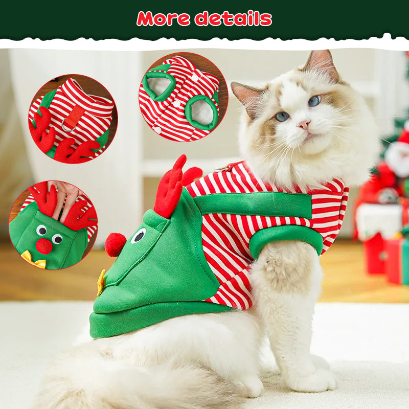 Ropa navideña de cuerpo completo para perros y gatos
