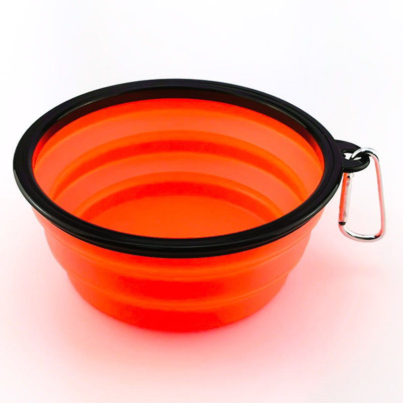 Cuenco plegable de silicona para perros y gatos con mosquetón