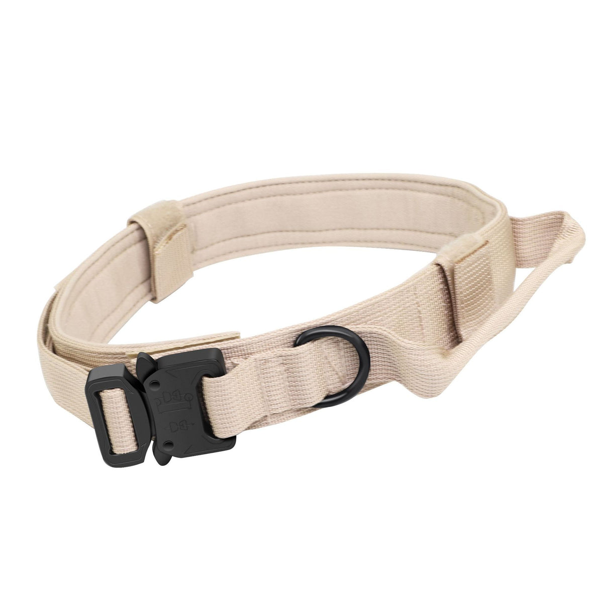Collar y correa táctica para perros en color caqui