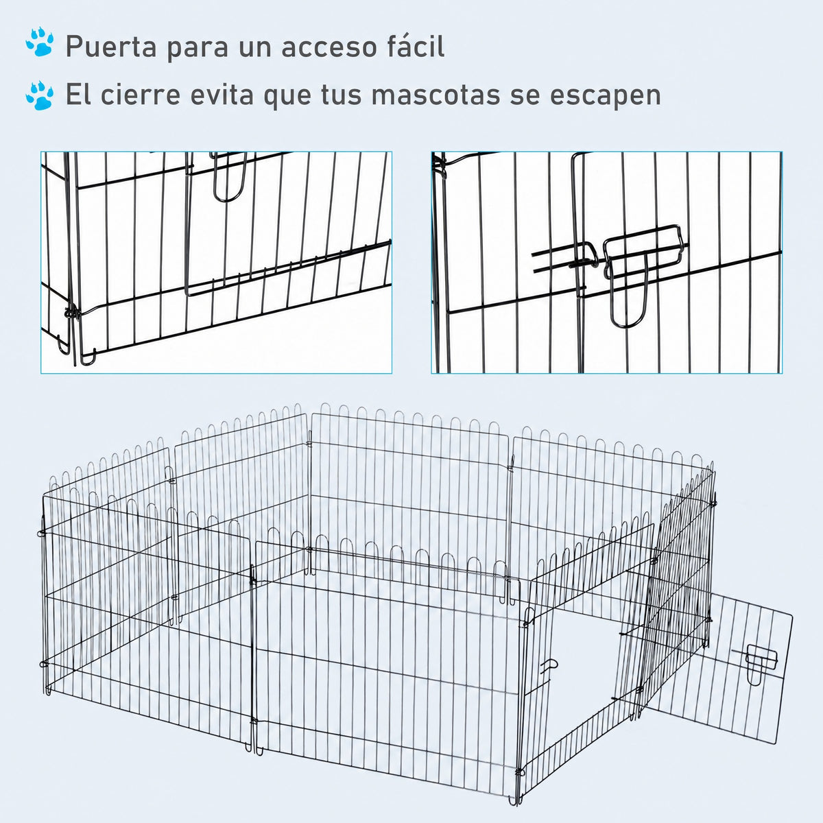 Parque modular de metal para perros y mascotas, 8 paneles
