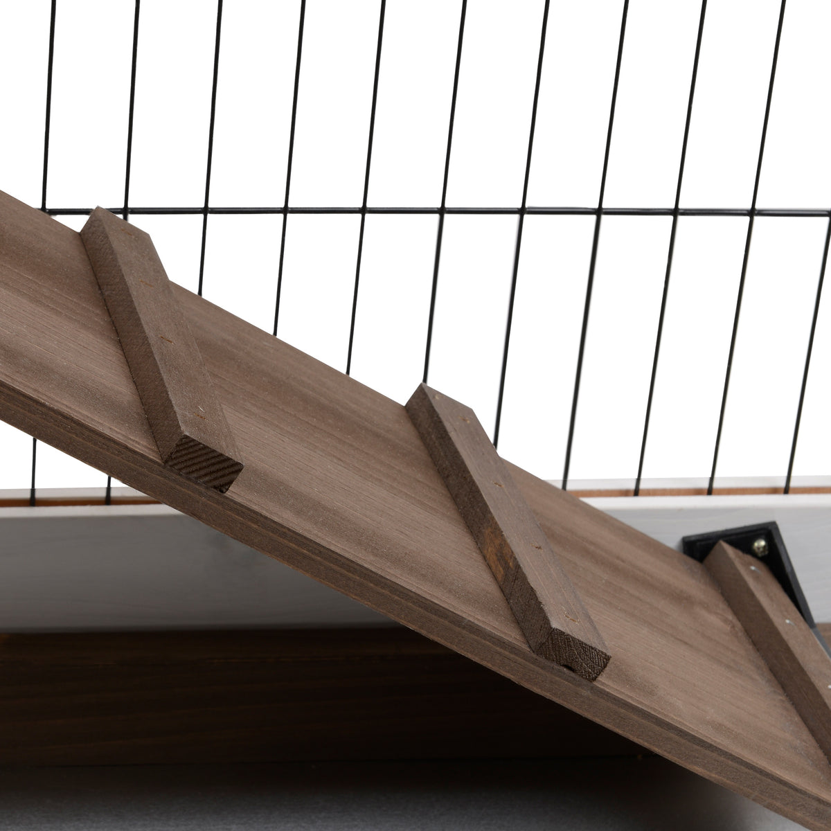 Conejera de madera de 2 pisos con ruedas y rampa, 110 x 50 x 88 cm