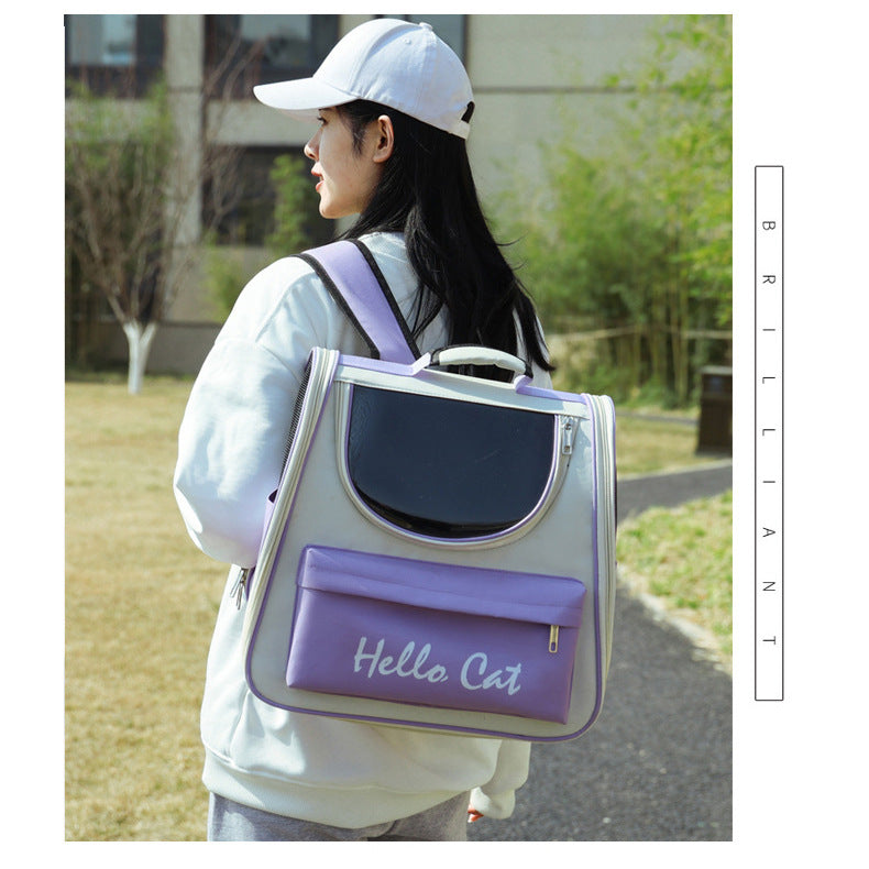 Mochila transportín Hello Cat con ventana para gatos y perros pequeños
