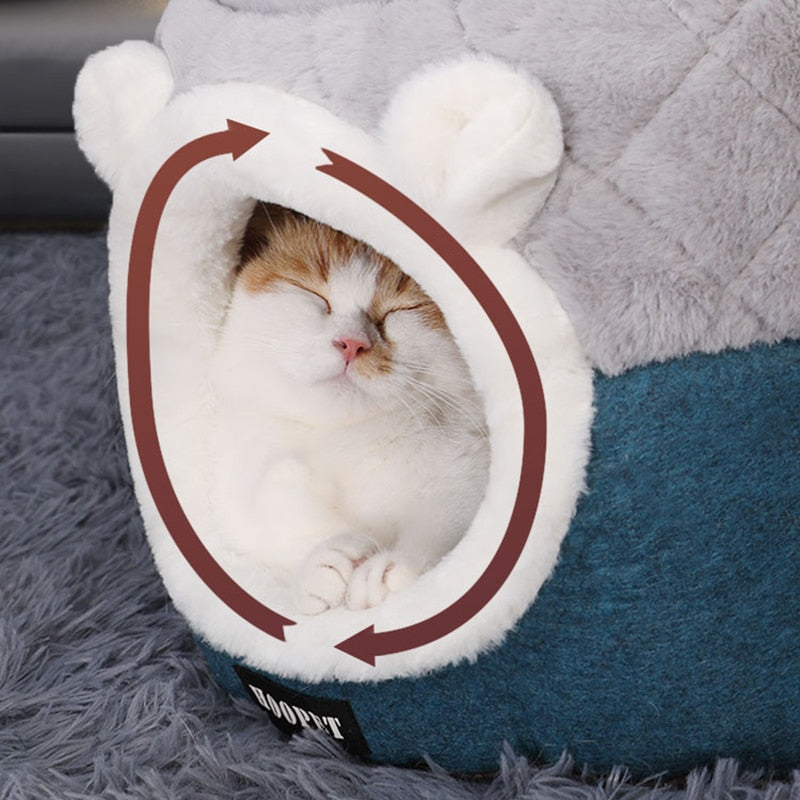 Cama cueva de felpa cálida para perros pequeños y gatos, foto 4 de 8