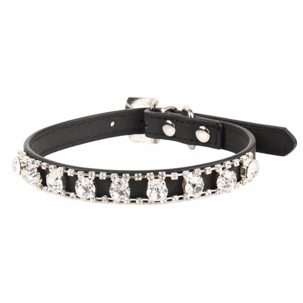 Collar negro ajustable con rhinestones para gatos, foto 3 de 9