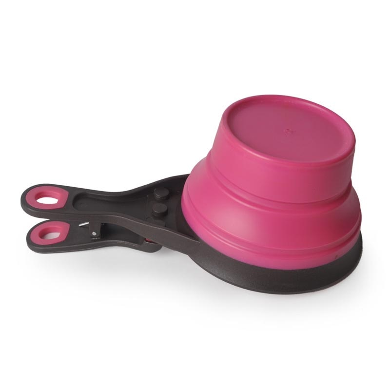 Cacito plegable de silicona con pinza para pienso de mascotas