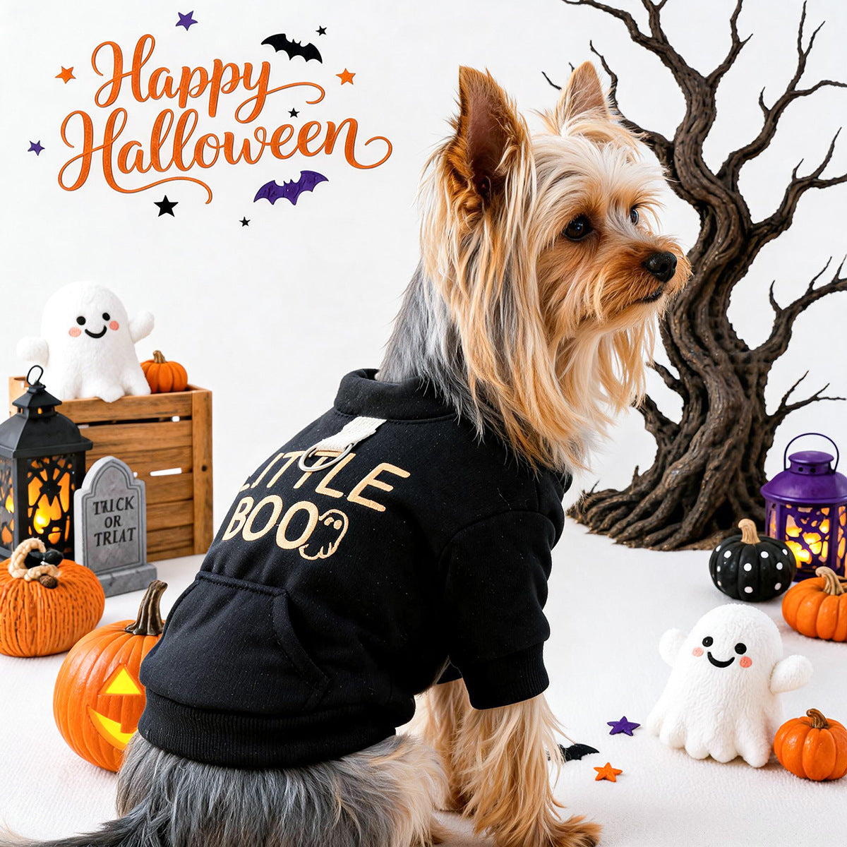 Sudadera negra para perros y gatos pequeños