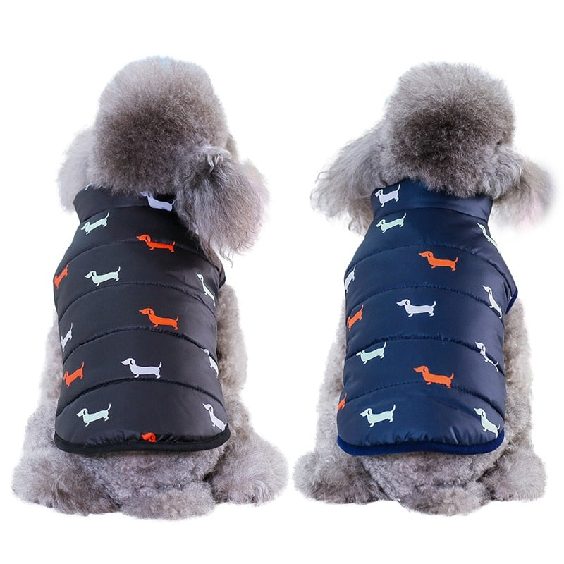 Abrigo acolchado de invierno para perros con cuello alto