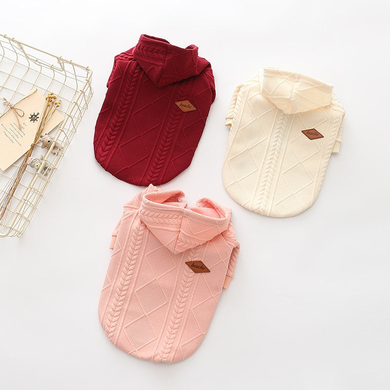Jersey de punto con capucha para perros pequeños