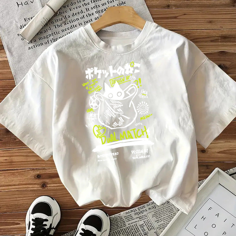 Camiseta de algodón con estampado de gatos