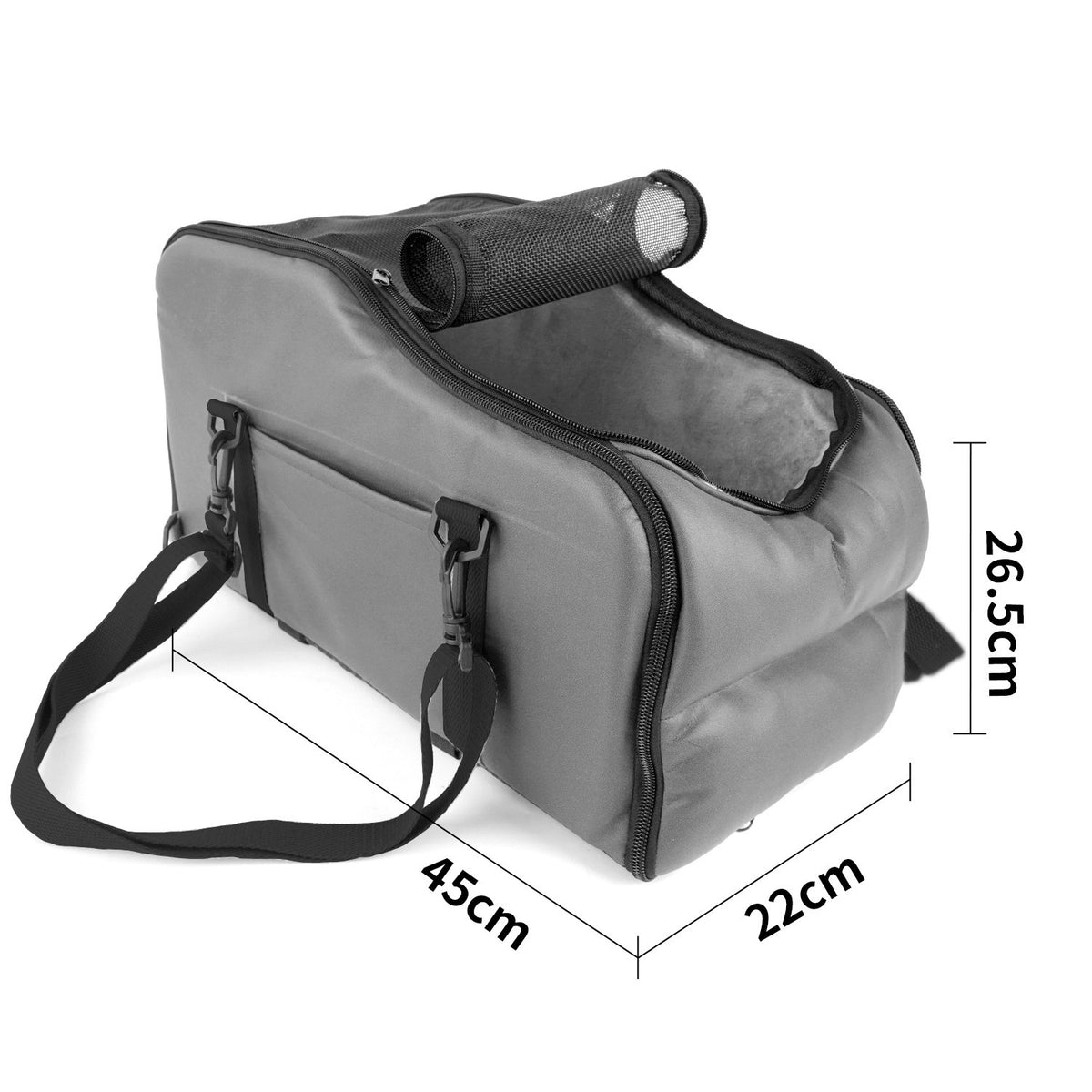 Asiento de coche para perros pequeños en consola central