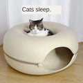Cama donut para gatos con túnel y juguete – Grande en L 60 x 28 cm
