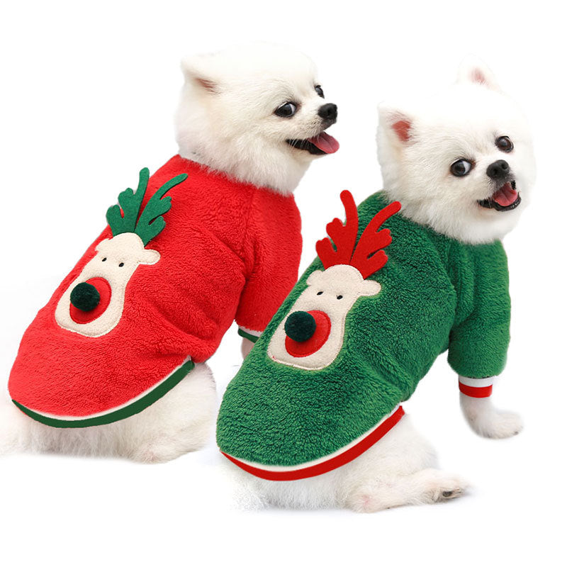 Jersey navideño de forro polar para perros y gatos