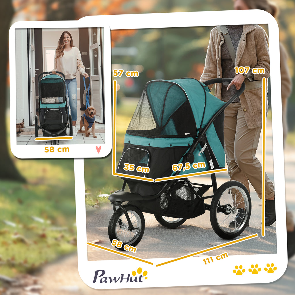 Cochecito plegable todoterreno para perros, verde oscuro