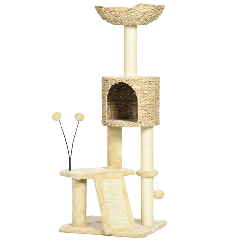 Árbol rascador para gatos de 116 cm con refugio y plataformas
