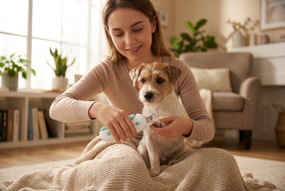 Cortauñas para perros y gatos con luz LED y lima integrada
