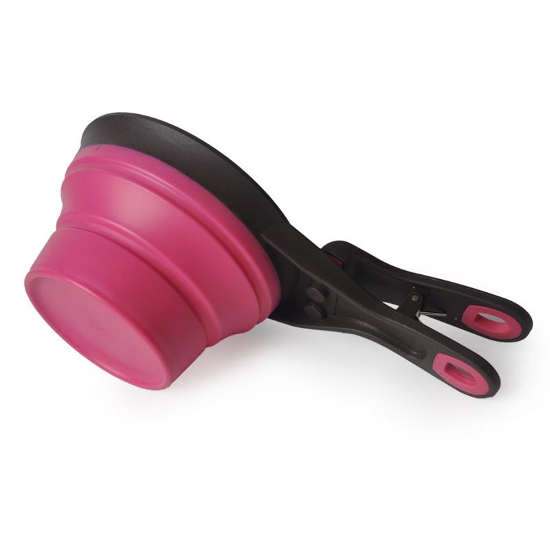 Cacito plegable de silicona con pinza para pienso de mascotas