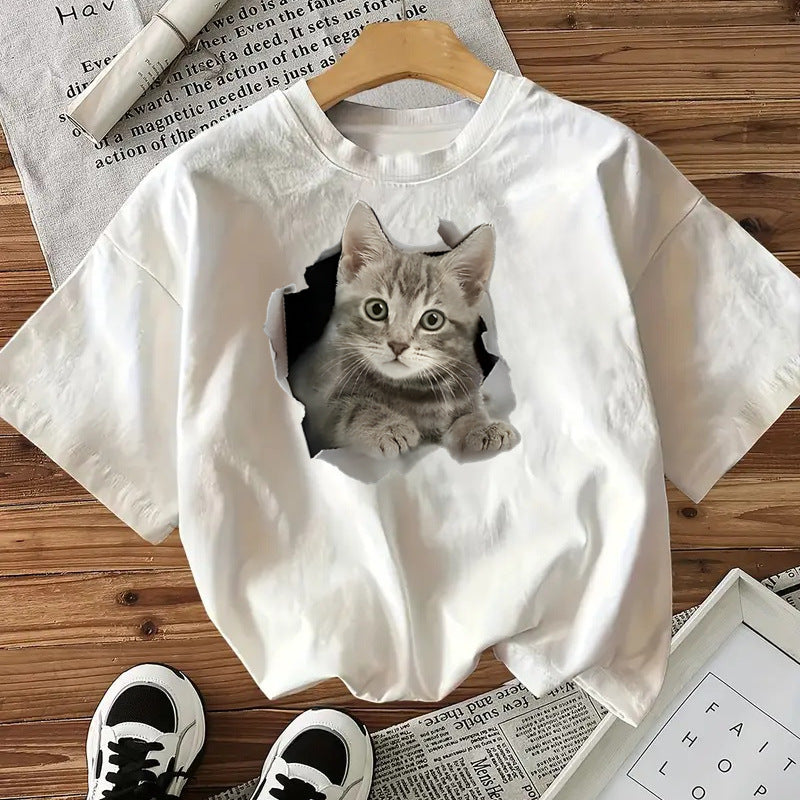 Camiseta de mujer con estampado de gatos
