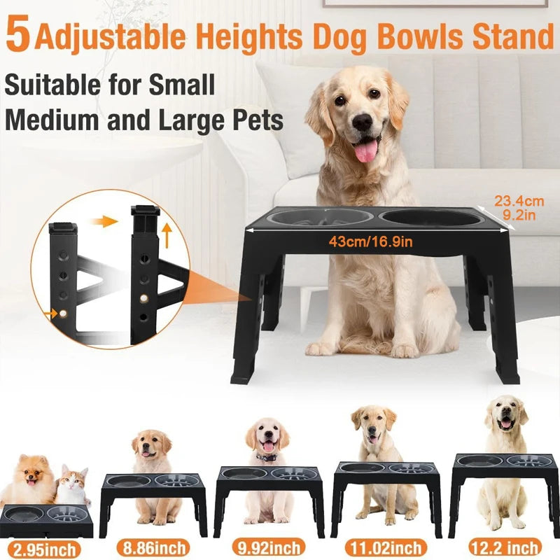 Comedero elevado ajustable para perros con cuenco lento, foto 2 de 4